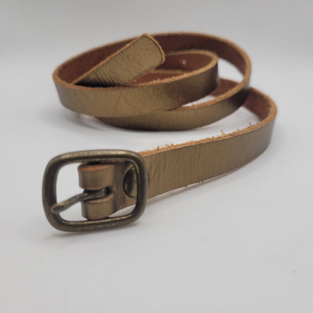 Vintage Gap Belt Medium Bronze Metallic Leather Skinny Thin Minimalist Basic